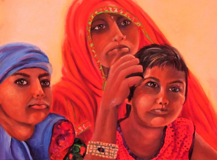 #hopeful in India, 24 x 18 acrylic on canvas